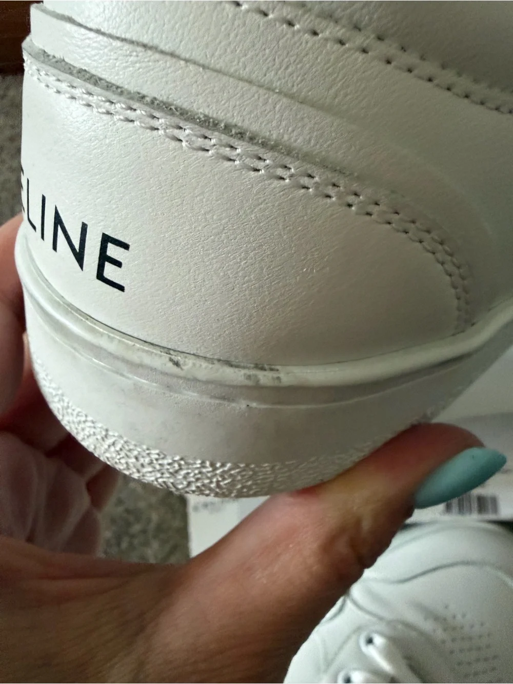 Celine White Leather Low-Top Sneaker with Perforated Logo